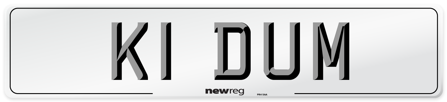 K1 DUM Number Plate from New Reg
